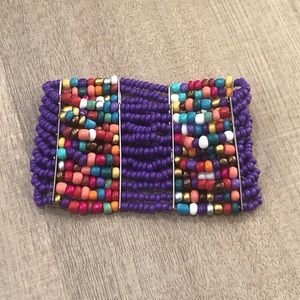 Colorful Purple Beaded Stretchy Bracelet